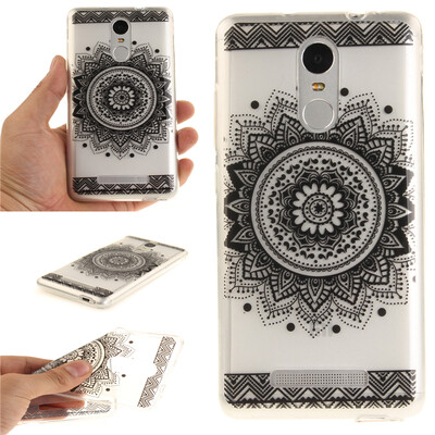 

Black mandala Pattern Soft Thin TPU Rubber Silicone Gel Case Cover for XiaoMi RedMi Note3