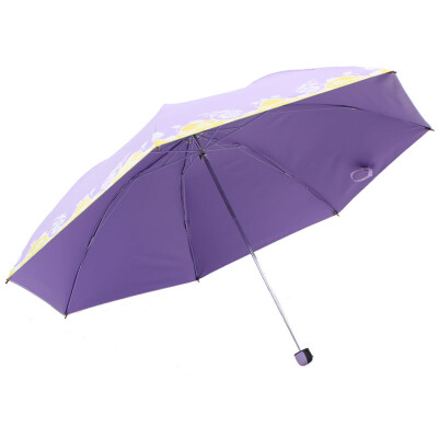 

Jingdong Supermarket] Paradise umbrella UPF50 + matte velvet color silk screen two-color flower three fold pencil sunny umbrella sun umbrella light blue 30069ELCJ