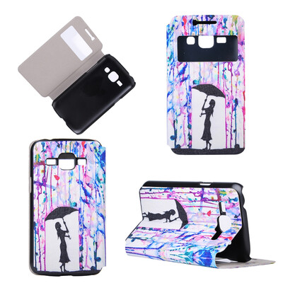 

Girl under Umbrella Design PU Leather Flip Cover Wallet Card Holder Case for Samsung Galaxy J1