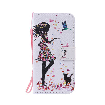 

Girl&Cat Design PU Leather Flip Cover Wallet Card Holder Case for SAMSUNG J710 J72016