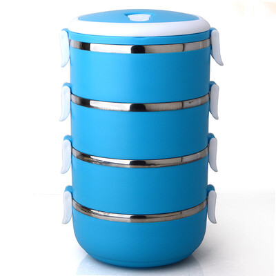 

Jilui lunch box / mention pot love series 2.8 liters stainless steel four layer color lunch box TB-104 blue