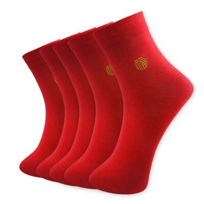 

Heng Yuan Xiang Ben life red cotton socks ladies Fortune embroidery socks 5 double loaded