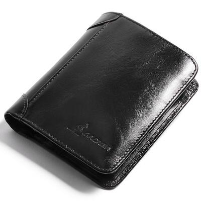 

Alpine kangaroo LALPINA wallet mens short mens fashion wallet large capacity drivers license thin head layer leather wallet 661052130 oil wax black