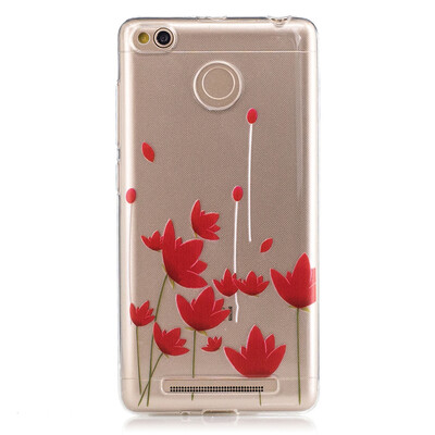 

Red flower Pattern Soft Thin TPU Rubber Silicone Gel Case Cover for XiaoMi Red Mi 3S