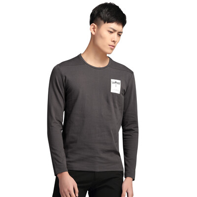 

Red beans Hodo men's business casual fashion fun printing simple round neck men's long sleeve T-shirt P1 pink 170 / 88A