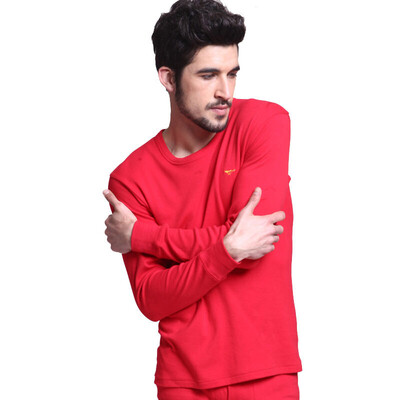 

Seven wolves Qiuyi Qiuku mens cotton thermal underwear cotton round neck thin section cotton sweater set 8001 Navy XL
