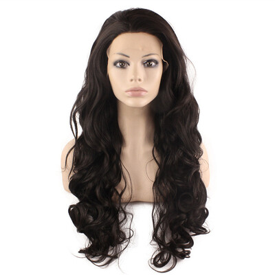 

Iwona Synthetic Hair Lace Front Long Wavy Black Wig