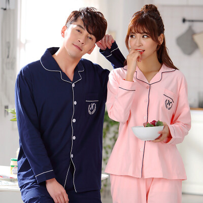 

Antarctic men&women couples pajamas cotton pajamas home service can be worn outside the long-sleeved cardigan cotton leisure home service suit female classic color