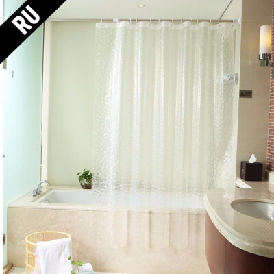 

MyMei RU Stock Shower Curtains Eco-friendly 180cm*180cm 3D EVA Waterproof Transparent Thickened Bathroom Bath Curtain With 12 Hook