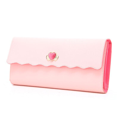 

Marianan cowhide long paragraph sweet heart-shaped metal three fold the first female wallet cherry powder