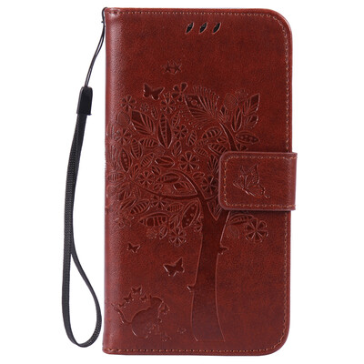 

Brown Tree Design Кожа PU флип крышки Кошелек Карты Держатель чехол для SAMSUNG G530