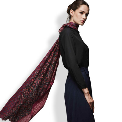 

Jingdong Supermarket Hengyuanxiang 50M16611 spring&autumn thin section of pure wool long scarf female sunscreen scarf fashion wild printing shawl scarf dual-use plum red
