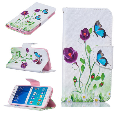 

Blue butterfly Design PU Leather Flip Cover Wallet Card Holder Case for SAMSUNG GALAXY S6 Edge