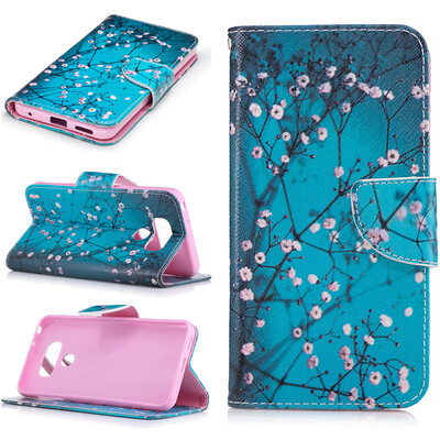 

Plum blossom Design PU Leather Flip Cover Wallet Card Holder Case for LG G6