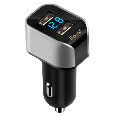 

Founder ifound car charger car charger cigarette lighter FZ-23 silver black 31A dual USB one drag two voltage detection LED digital display