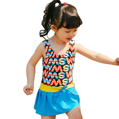 

Qiaohai QIHAI 6614-3 large children children&39s body skirt swimsuit cute letters fashion was thin hot spring swimsuit girl blue XXL code