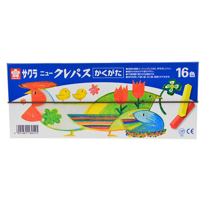 

Sakura Sakura NEP-16 16-color oil painting stick set square pen Japanese students with color card&elastic band art soft crayons