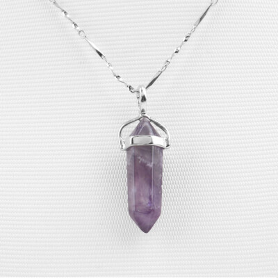 

Natural Crystal Hexagonal Pointed Pendant Chakra Gemstone Jewelry Necklace