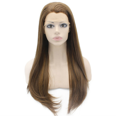 

Iwona Synthetic Hair Lace Front Long Stright Brown Hightlight Wig
