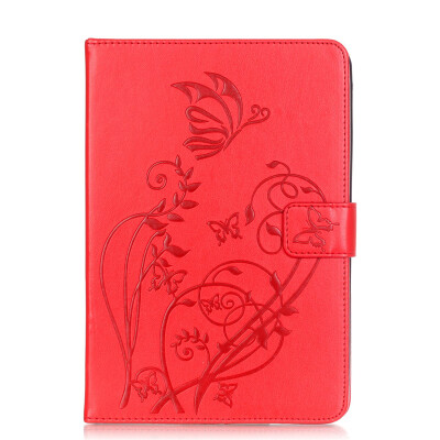 

Red Flower Design PU Leather Flip Cover Wallet Card Holder Case for IPAD 5