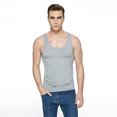 

Heng Yuan Xiang men&39s vest cotton Slim stretch sleeveless bottoming shirt 1 piece of gray