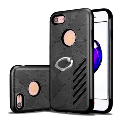 

ESCASE iPhone8 7 phone case protective case Apple 87 mobile phone shell wrestling two-piece comes with finger buckle phone bracket 47 inch elegant black