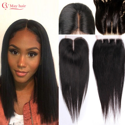 

Brazilian Straight Closure Bleached Knots Straight 3 Way Part Middle Part Free Human Hair Closure Piece Brazilian Lace Closure