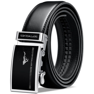 

Seven wolves SEPTWOLVES mens belt business series leather automatic buckle belt 7A01036532 black