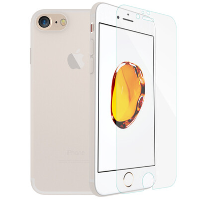 

[Shell фильм набор] ESCASE Apple iPhone8 / 7 мобильный телефон оболочки белый силикагель падение защиты крышки для отправки стальной пленки