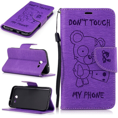 

Purple Bear Embossed PU Leather Wallet Case Classic Flip Cover with Stand Function and Credit Card Slot for SAMSUNG Galaxy J3 2017