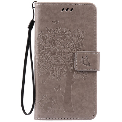 

Gray Tree Design PU Leather Flip Cover Wallet Card Holder Case for HUAWEI Enjoy 5