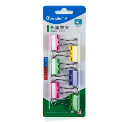 

GuangBo 144 long 25mm color long tail clip long tail ticket holder iron clip 6 / card 24 card PJ5236