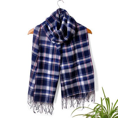 

Yu Lan JOLEE scarves lattice long towel fashion Korean version of the scarf dual-use blue