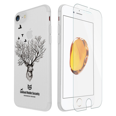 

Shell film set] ESCASE iPhone7 mobile phone case protective cover cartoon relief series to send the film for Apple 7 / 7plus mobile phone deer king style