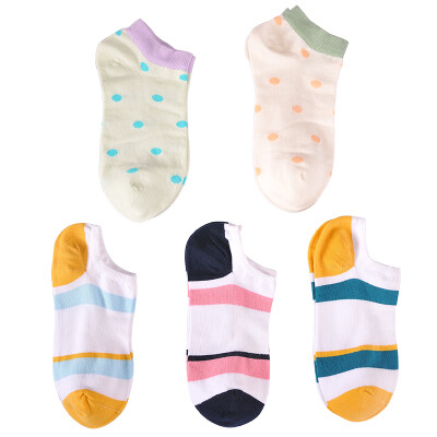 

[Jingdong supermarket] Bao Na Si (BONAS) B1507 Korean version of the spring and summer thin section of the shallow socks Ms. cotton socks 5 pairs of mixed color