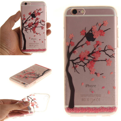 

Red plum blossom Pattern Soft Thin TPU Rubber Silicone Gel Case Cover for IPHONE 66S
