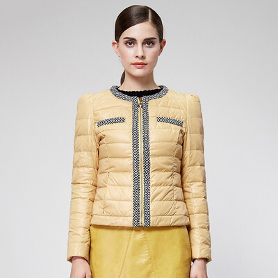 

Ducks YAYA winter thin feathers women short paragraph Slim round neck small fragrant women&39s clothing coat trendy B-2465 soil yellow 175 96A