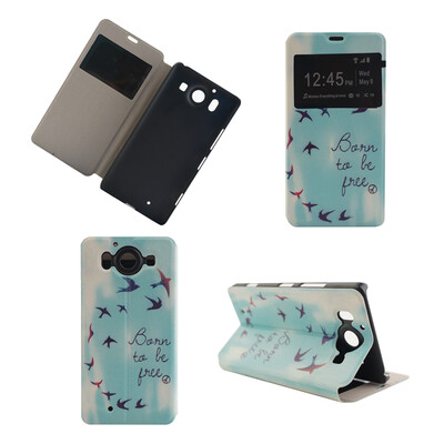 

Flying Birds Sky Design PU Leather Flip Cover Wallet Card Holder Case for Microsoft Lumia 950