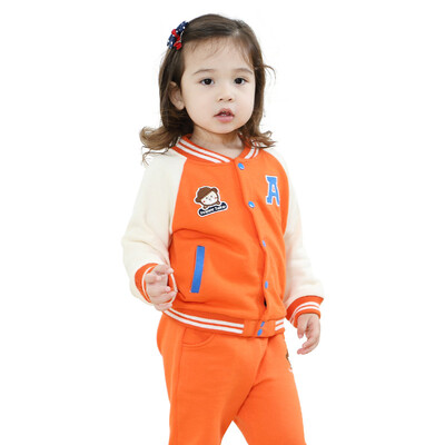 

(TINSINO) children's suits boys and girls baseball clothes spring sweater knit cardigan set letters baseball bear THY0185263 blue green 100