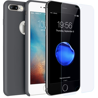 

[2] устанавливает BIAZE iPhone7 Плюс / 8 Плюс телефон оболочки Apple, 8 Плюс стальной пленки 0.28mm + черный жидкий силикон защитный рукав костюм -JK142