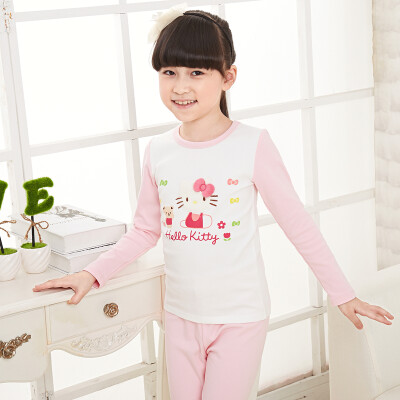 

Hello Kitty (HELLO KITTY) children thickening underwear home service girls round neck Qiuqiu pants sets KT5025 rose red 130cm