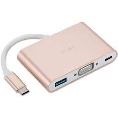 

Кристалл Кинг (JH) 3515 Тип-адаптера типа VGA + конвертер HUB Apple Новый MacBook USB-C Зарядный адаптер с разъемом USB3.0 HUB Splitter