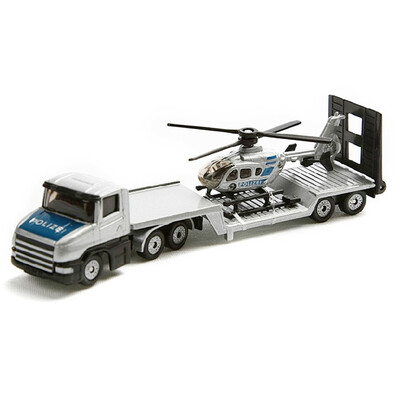

siku brand high немецкий бренд игрушка модель автомобиля моделирование грузовик инженер автомобиль грузовик самолет сплав модель автомобиля - бортовой трейлер с вертолетом SKUC1610