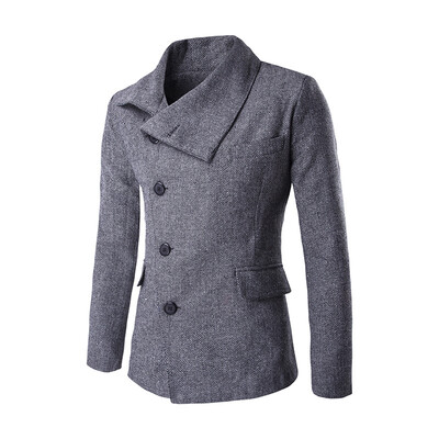 

Mens Coat Double Breasted Lapel Windbreaker