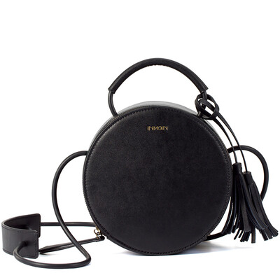 

Yeman INMAN mini bag tassel bag fashion retro style round dress with the character of the women&39s hand shoulder Messenger Messenger bag 853170044 midnight black
