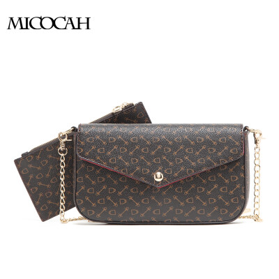 

2 Pieces 2016 New Arrival Fashion Envelope Bag PU Leather Floral Print Composite Women Shoulder Bags Brand Women Gift