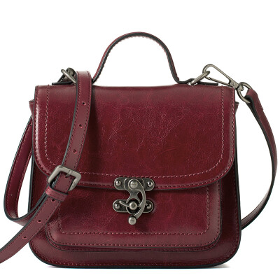 

Yan Man retro Cambridge package art english english wind lady lock buckle leather postman bag handbag shoulder Messenger bag 853170062 wine red