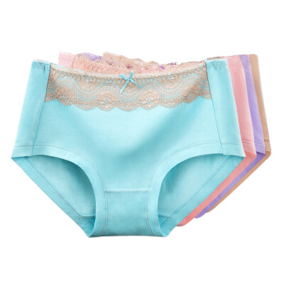 

Jingdong supermarket] beautiful Ya Ting [4 installed] ladies underwear cotton waist in the waist comfortable and comfortable lace underwear female plum gray + light yellow + light pink + light purple  code