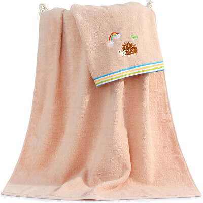 

【Jingdong Supermarket】 Sanli cotton cartoon embroidery bath towel high terry color satin wrapped towel men and women with the paragraph 70 × 140cm Lu grass color