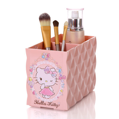 

Jingdong supermarket] HELLO KITTY diamond pattern 2 grid desktop storage box pink cosmetics storage desk stationery storage KT1239